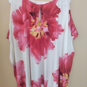 Colorful Batwing Cold Shoulder Tunic top